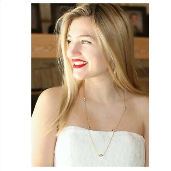 💖KATE SPADE Lady Marmalade Diamond Crystal Statement Scatter Long Necklace Rose - Picture 3 of 6